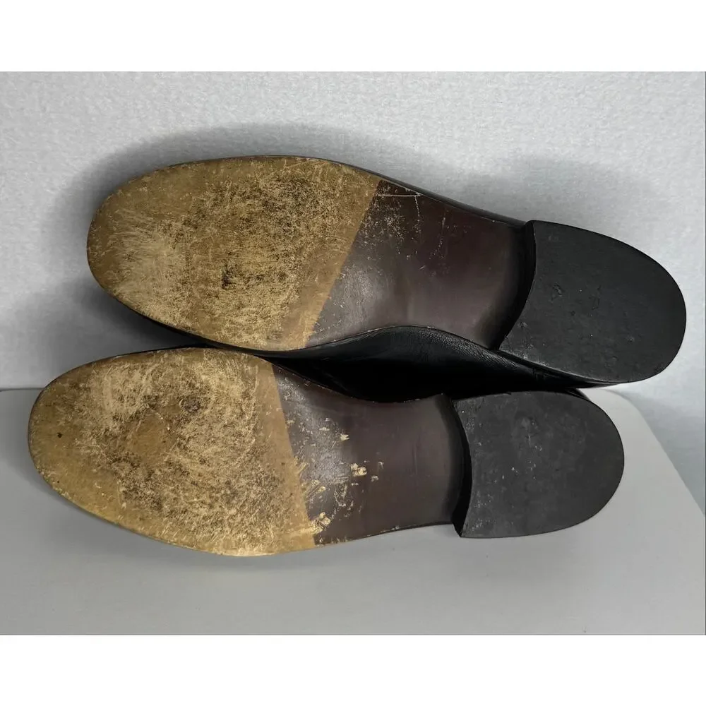 1990s Donato Marrone Black Leather Penny Loafers Brazil Men’s 10.5 M